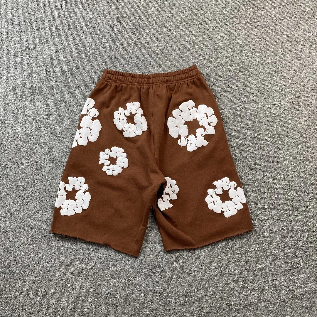 DENIM TEARS COTTON WREATH SHORTS BROWN