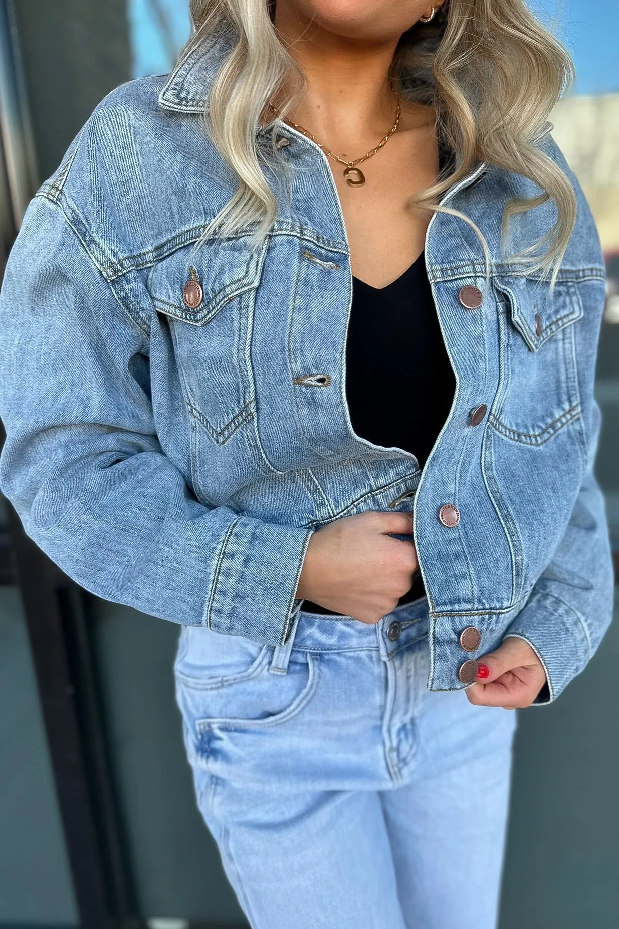 Denver Oversized Crop Denim Jacket
