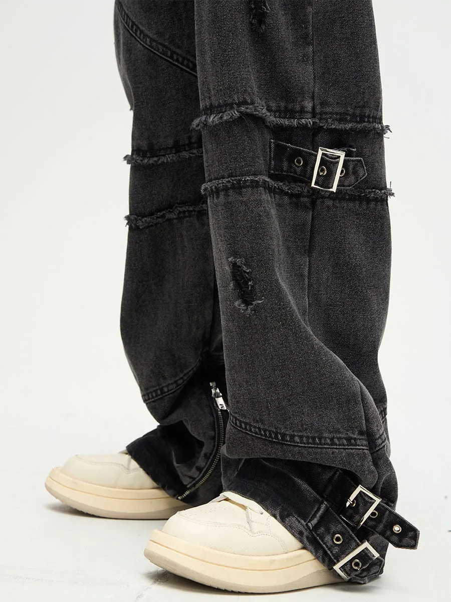 Destroyed Buckled Jeans