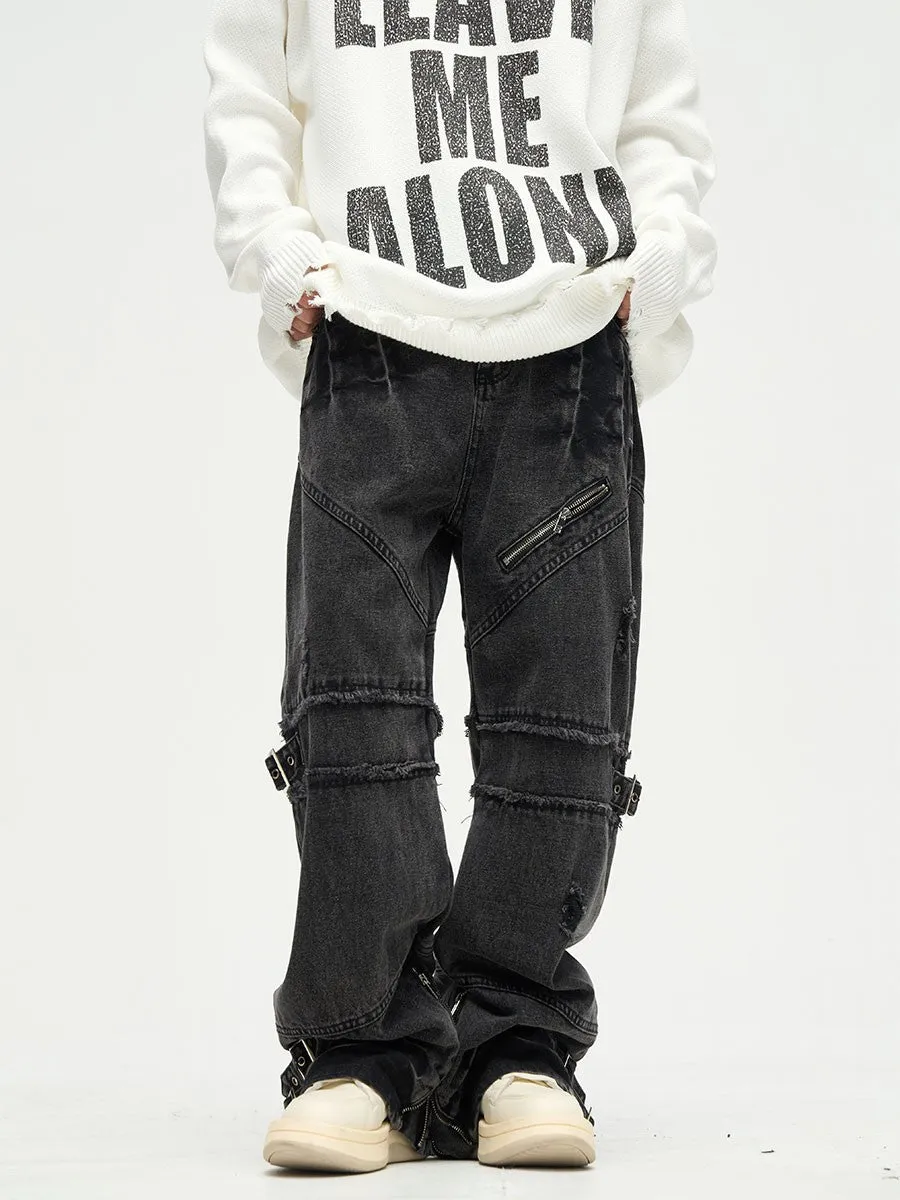 Destroyed Buckled Jeans