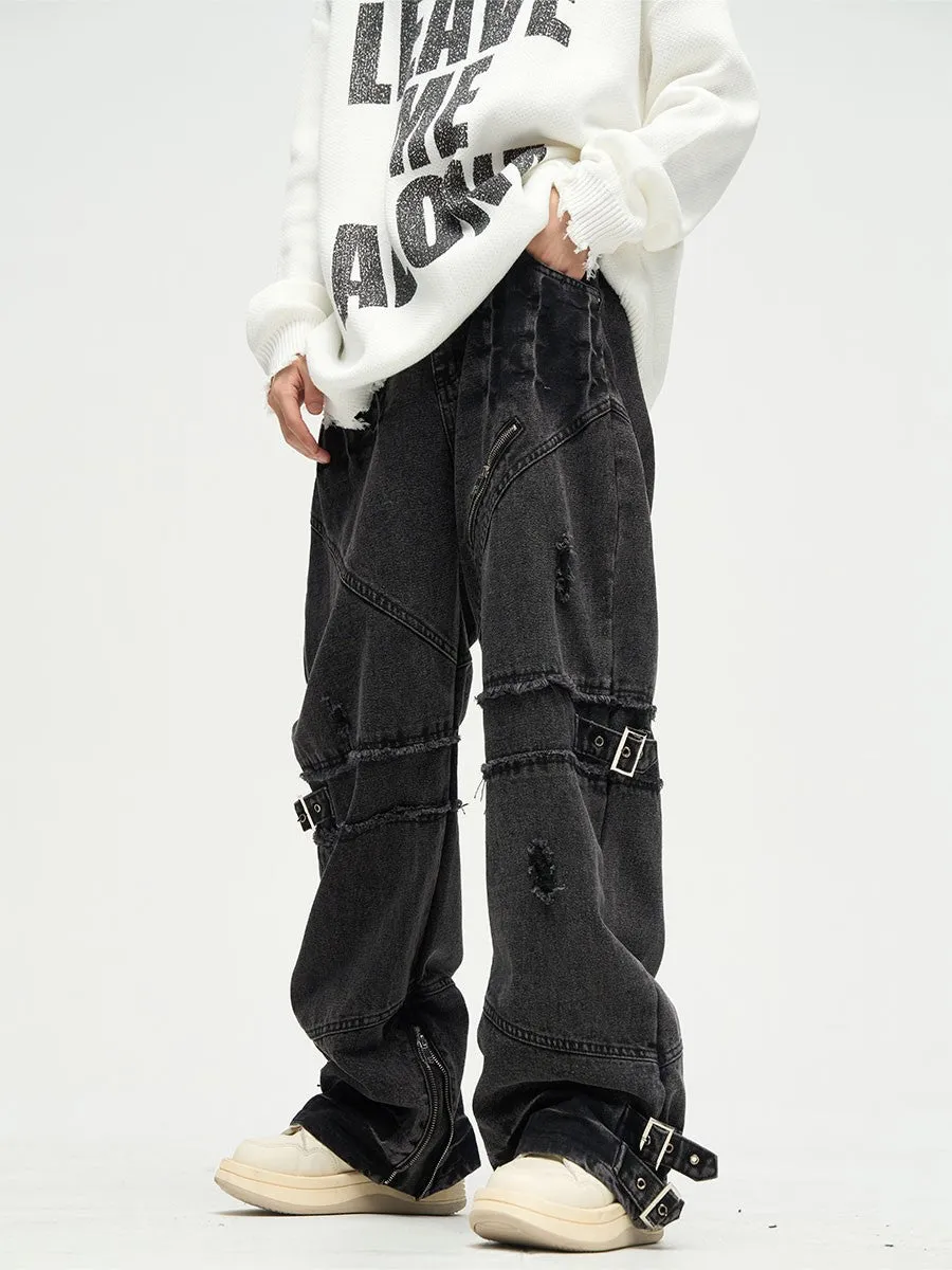 Destroyed Buckled Jeans