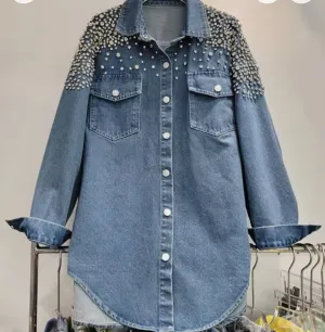 Diamond in the Ruff Denim Top