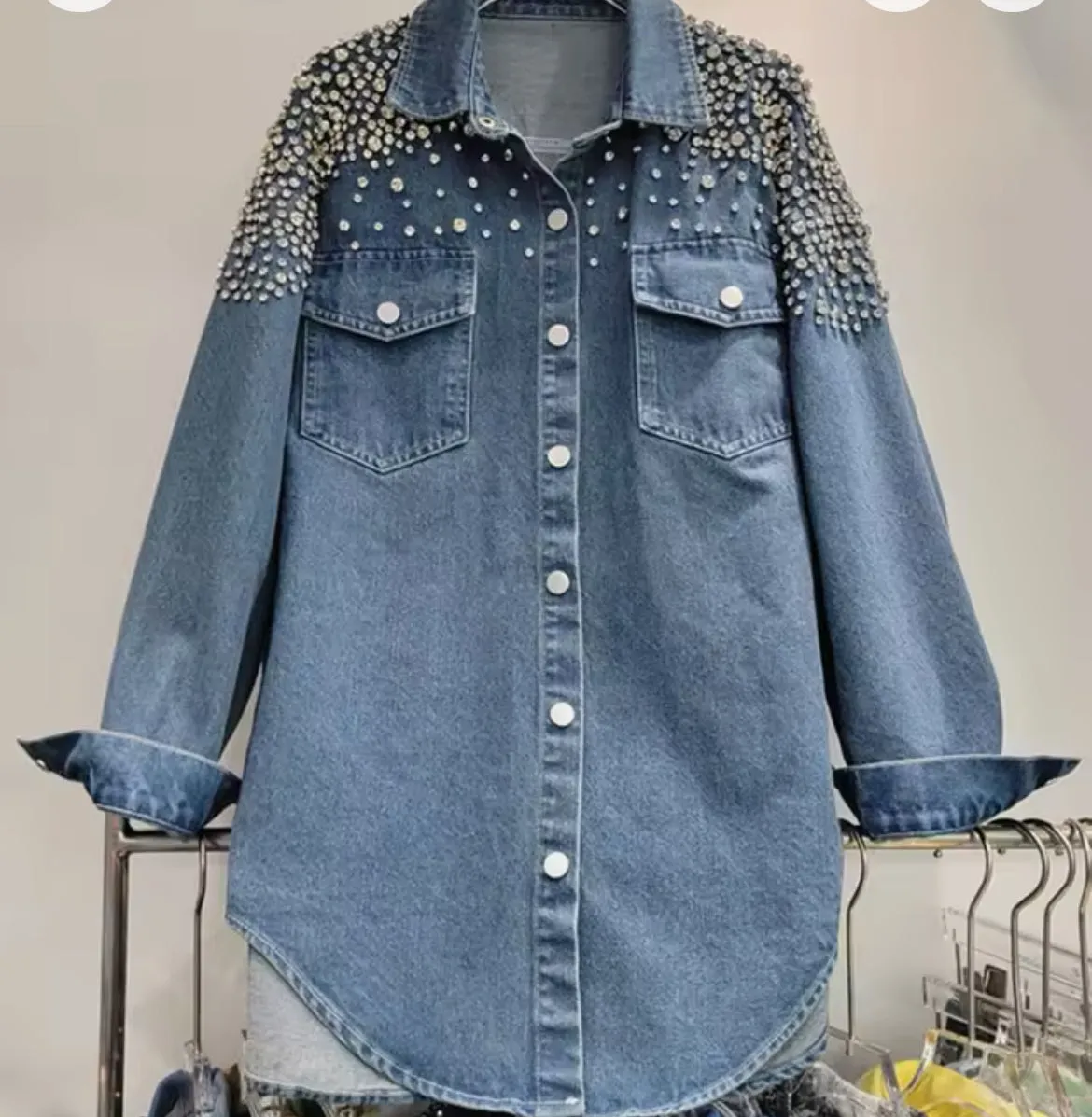 Diamond in the Ruff Denim Top
