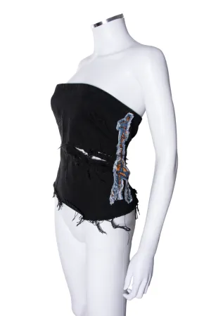 Distressed Corset with Giraffe Embroidery