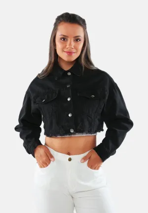 Distressed Cropped Denim Jacket