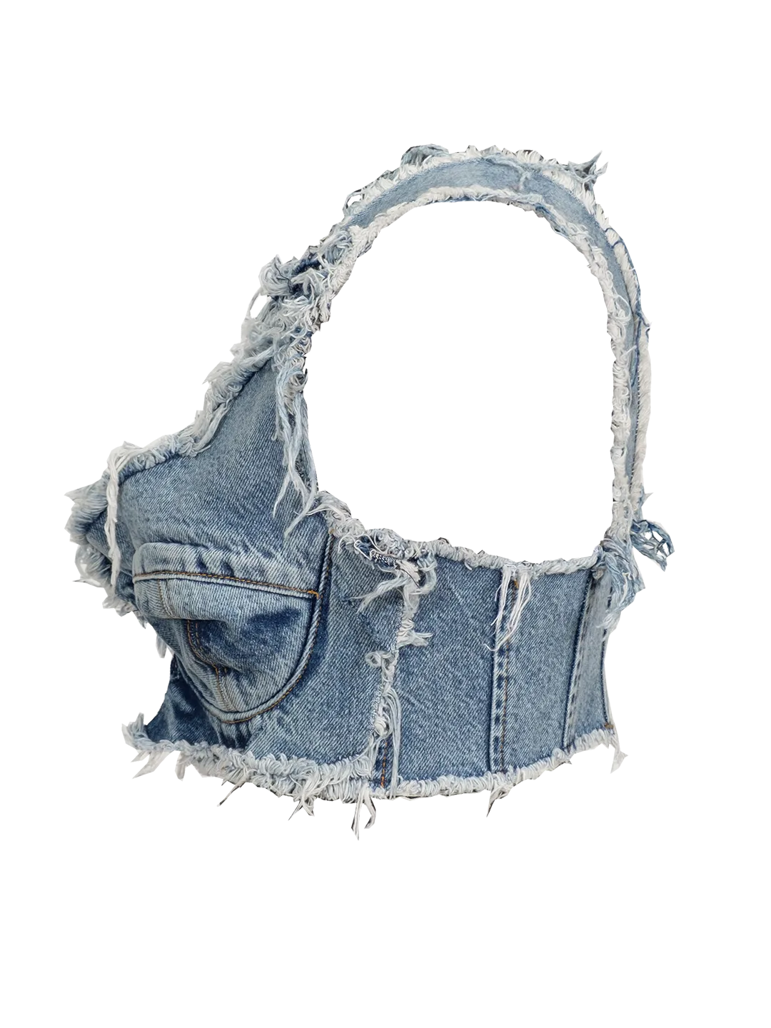 Distressed Denim Bra
