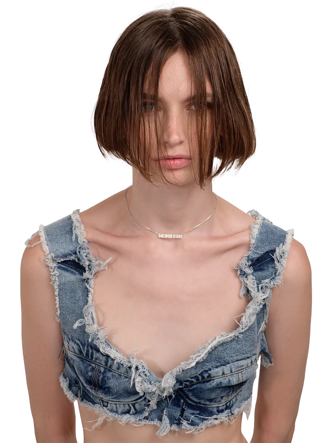 Distressed Denim Bra