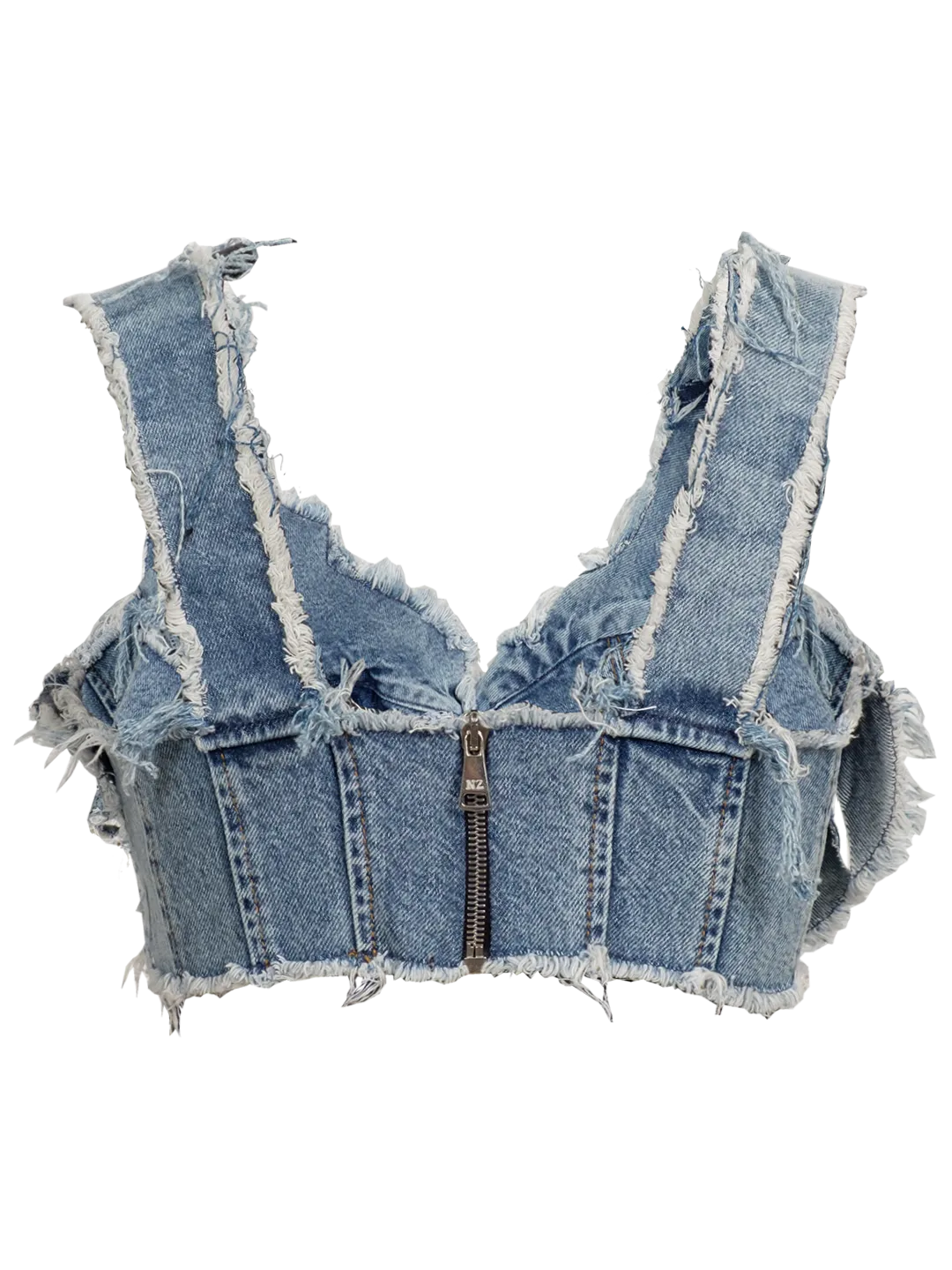 Distressed Denim Bra