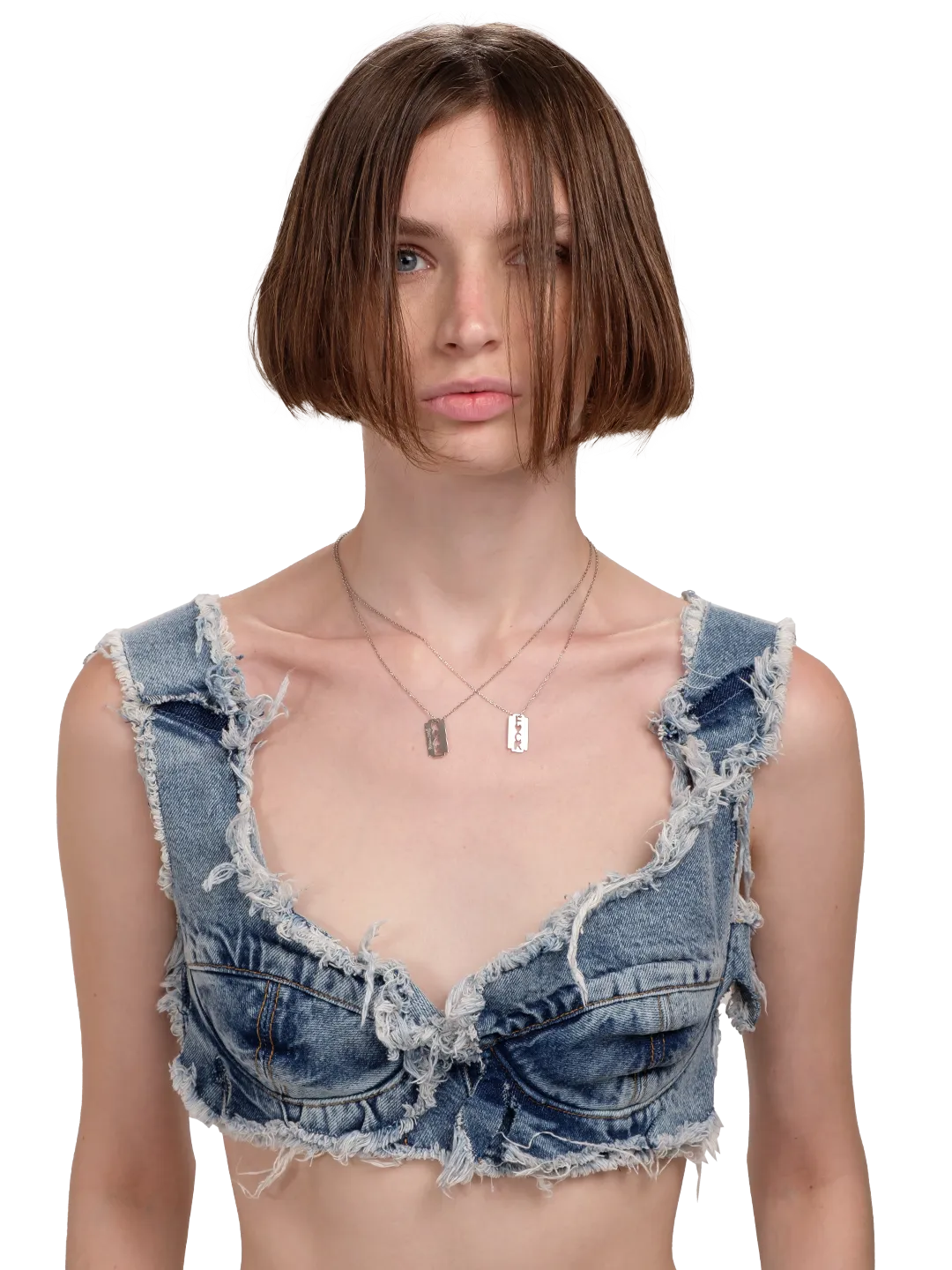 Distressed Denim Bra