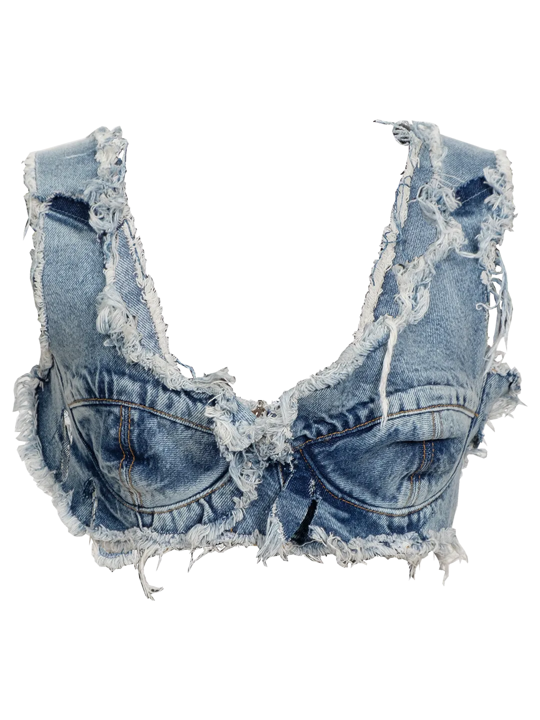 Distressed Denim Bra