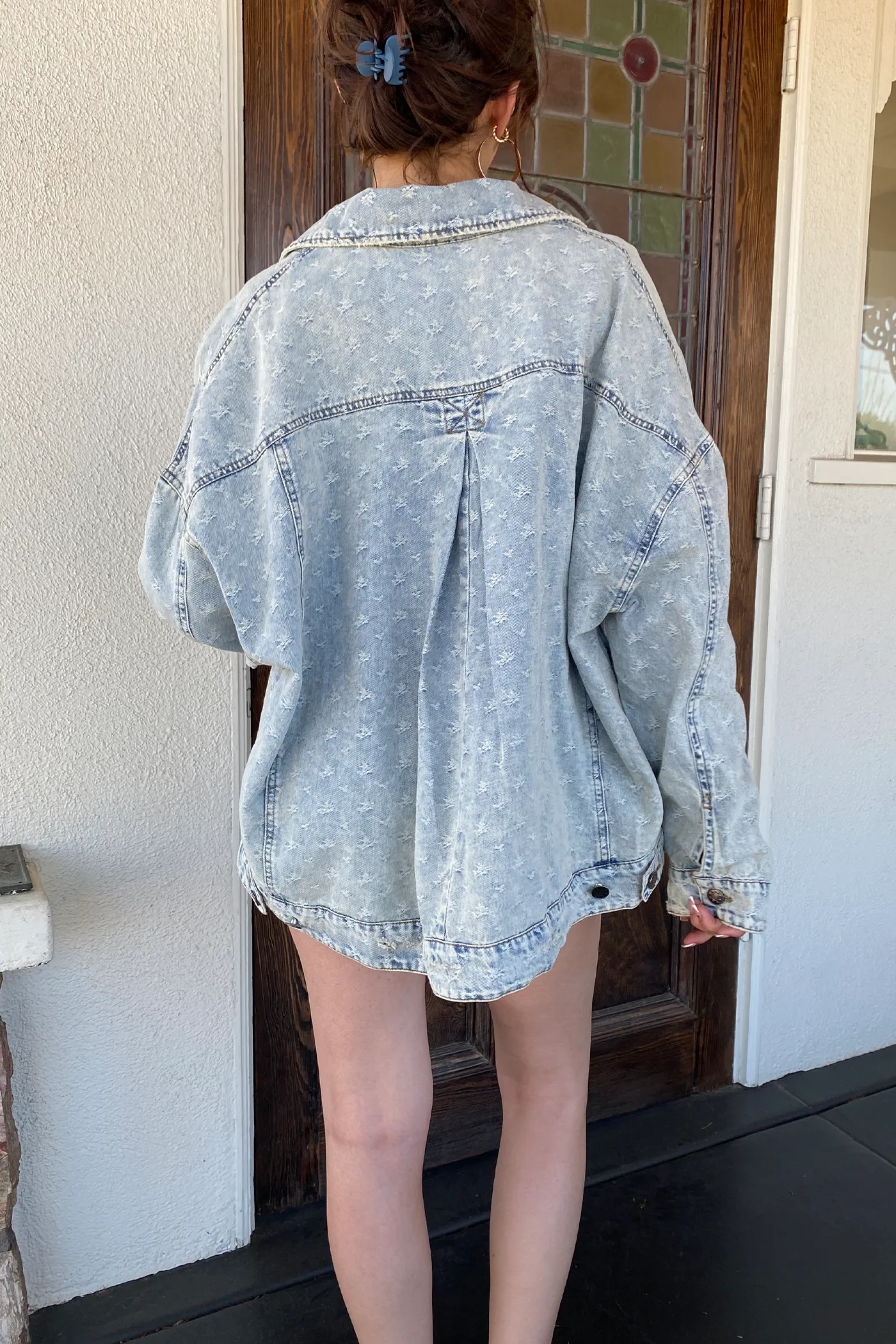 Distressed Denim Jacket by For Good