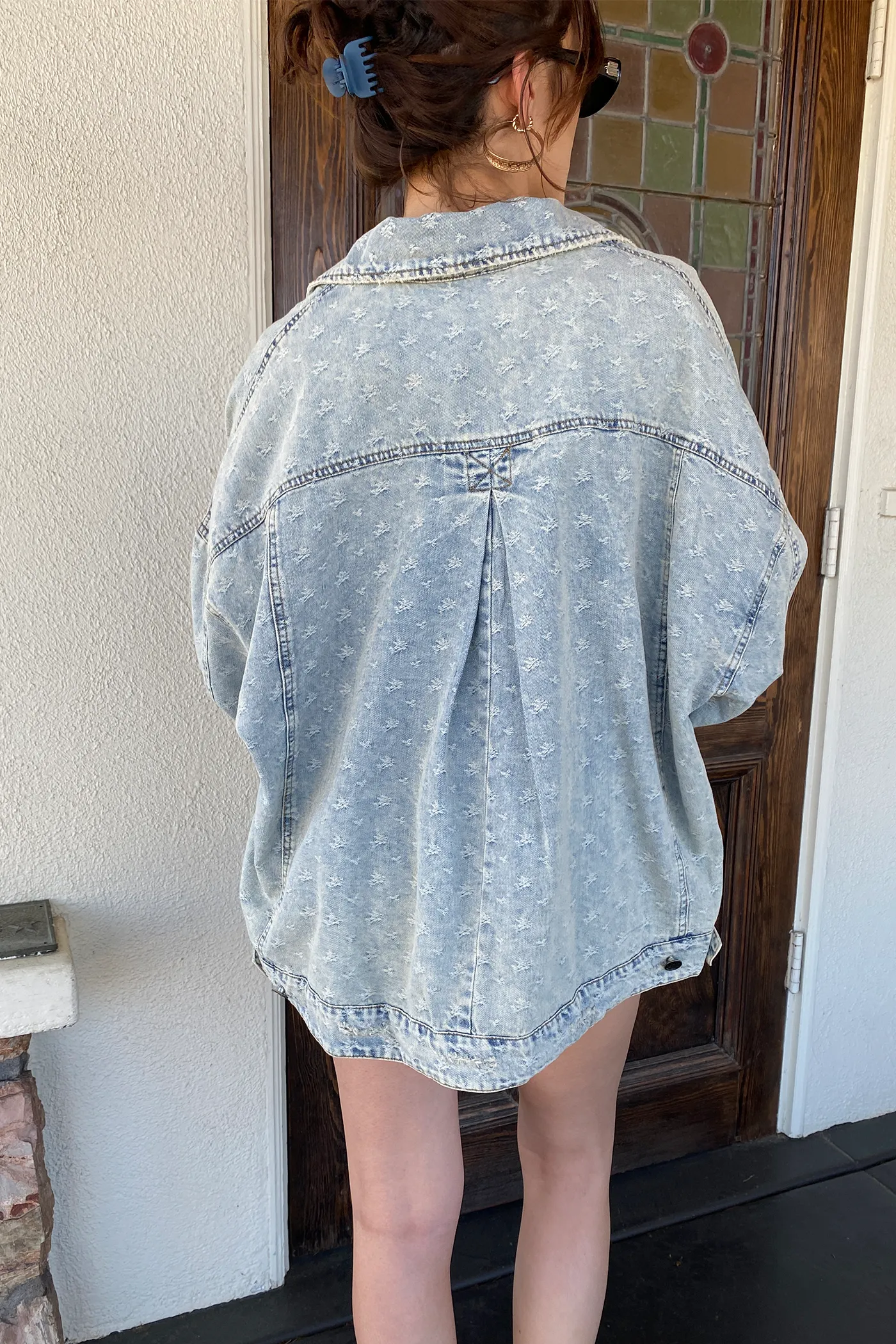 Distressed Denim Jacket by For Good