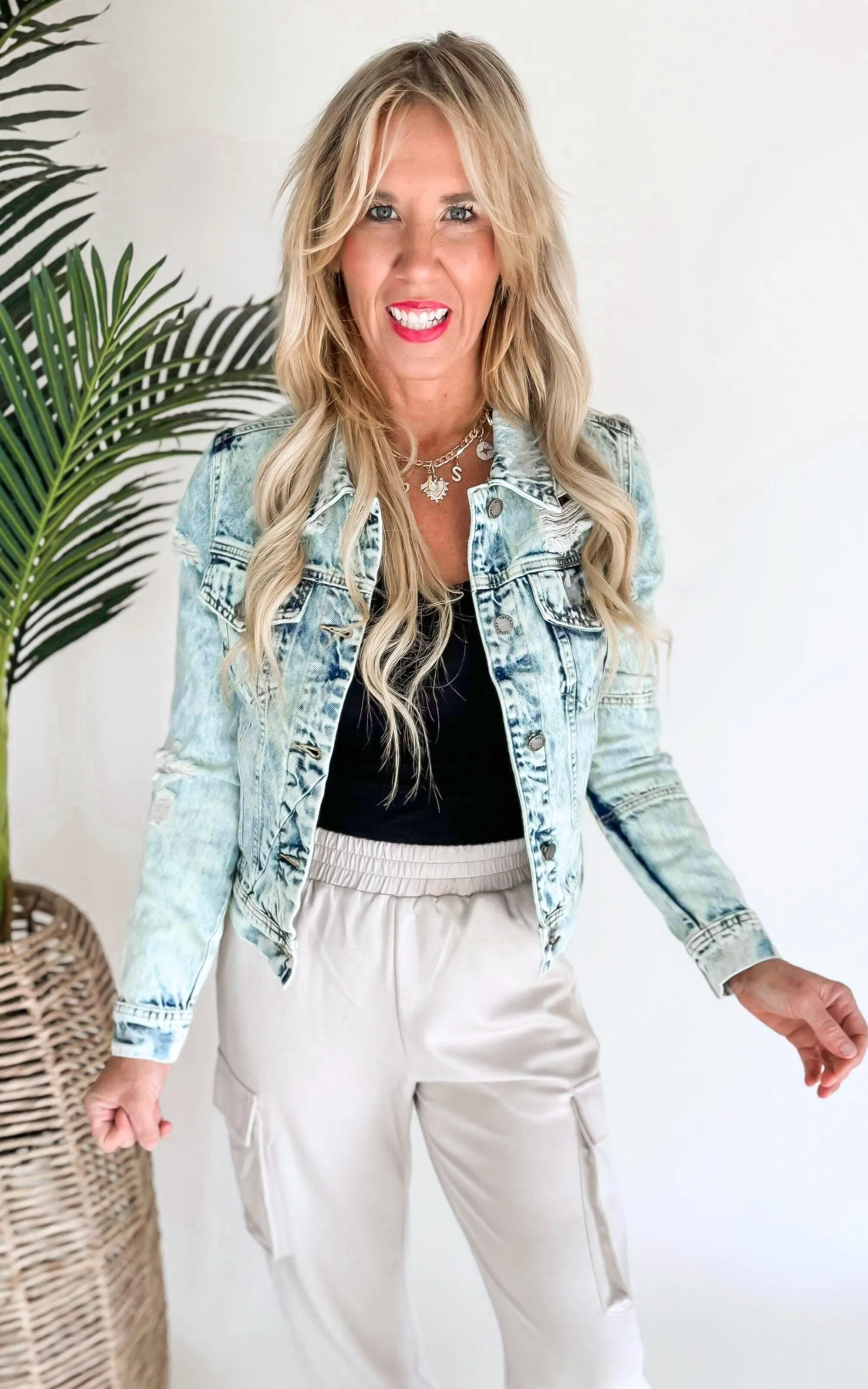Distressed Medium Wash Denim Jacket