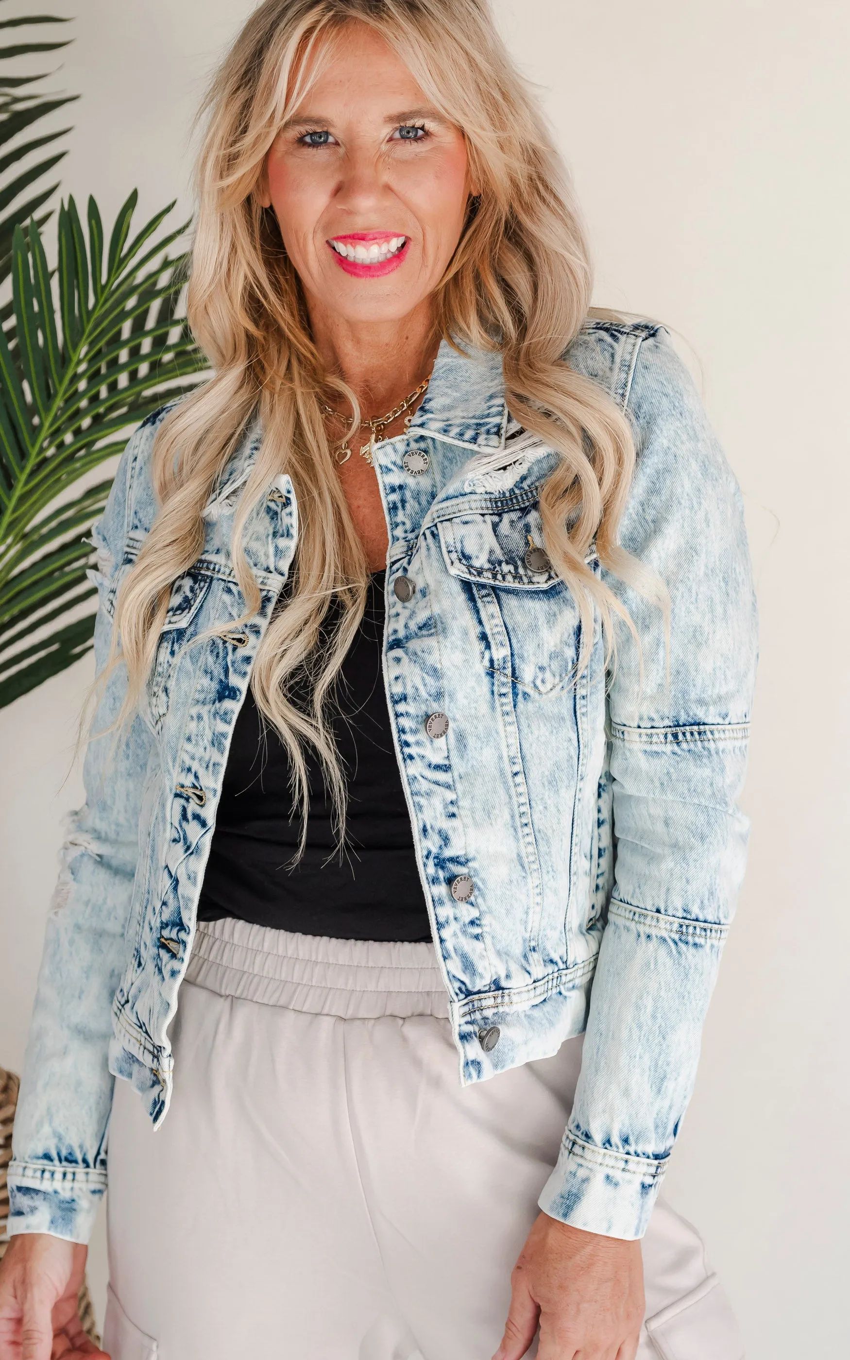 Distressed Medium Wash Denim Jacket