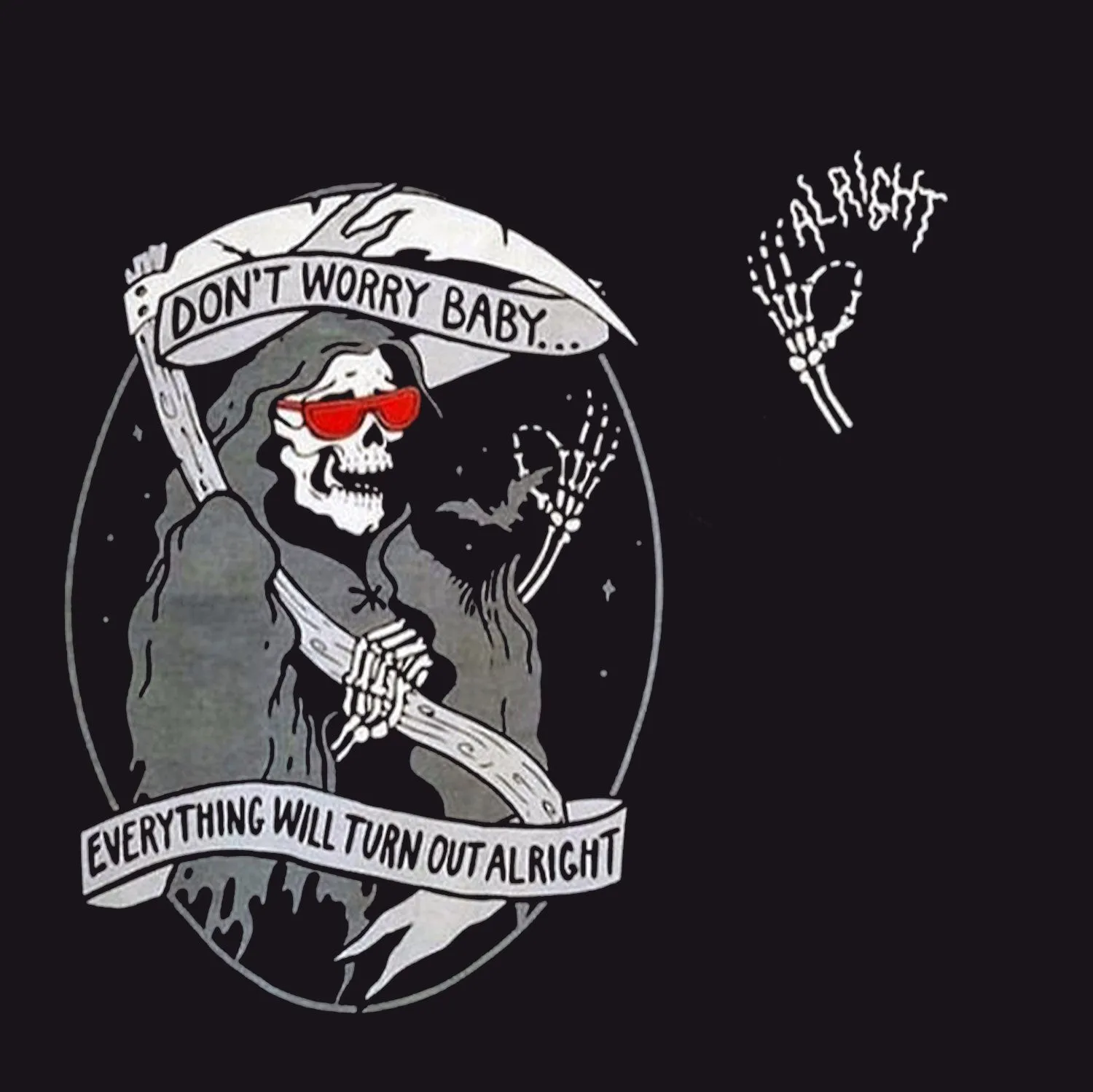 DON’T WORRY BABY Skull Nun with Pink Glasses Graphic Black Print Hoodie