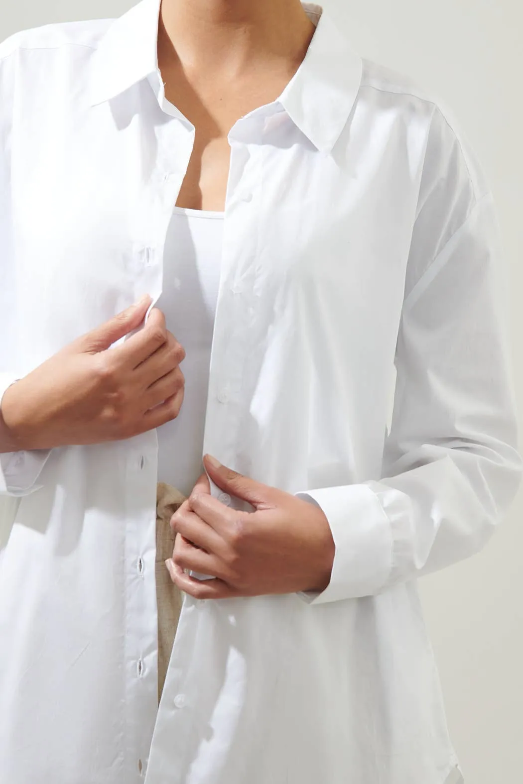 Dream State Oversized Button Down Shirt - White