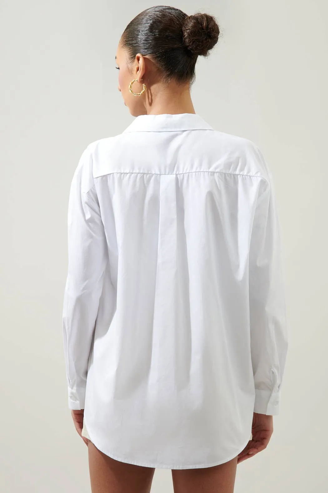 Dream State Oversized Button Down Shirt - White