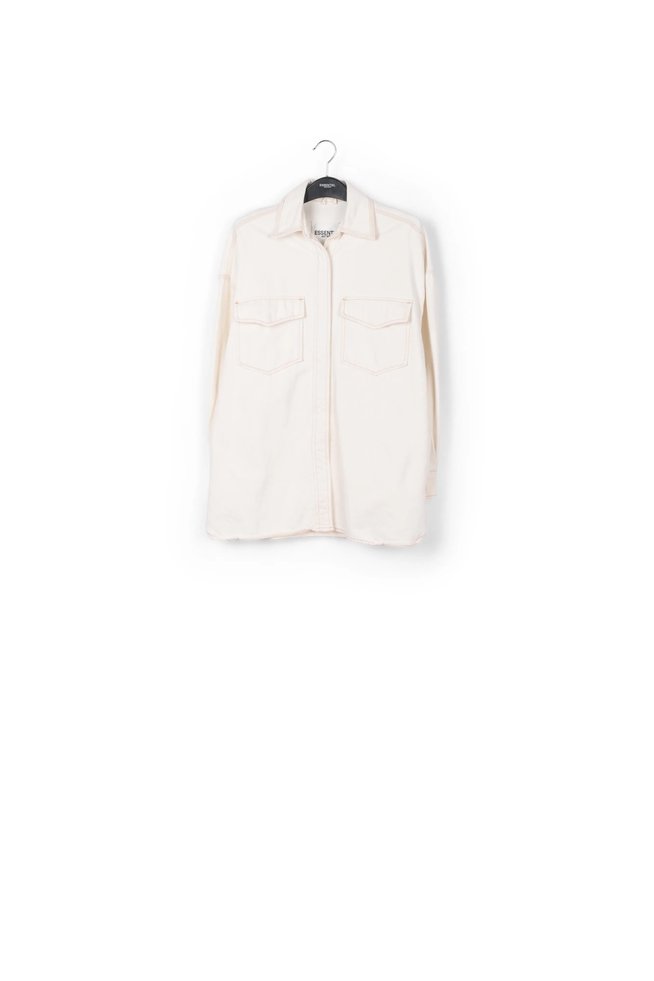 Ecru oversized cotton denim overshirt