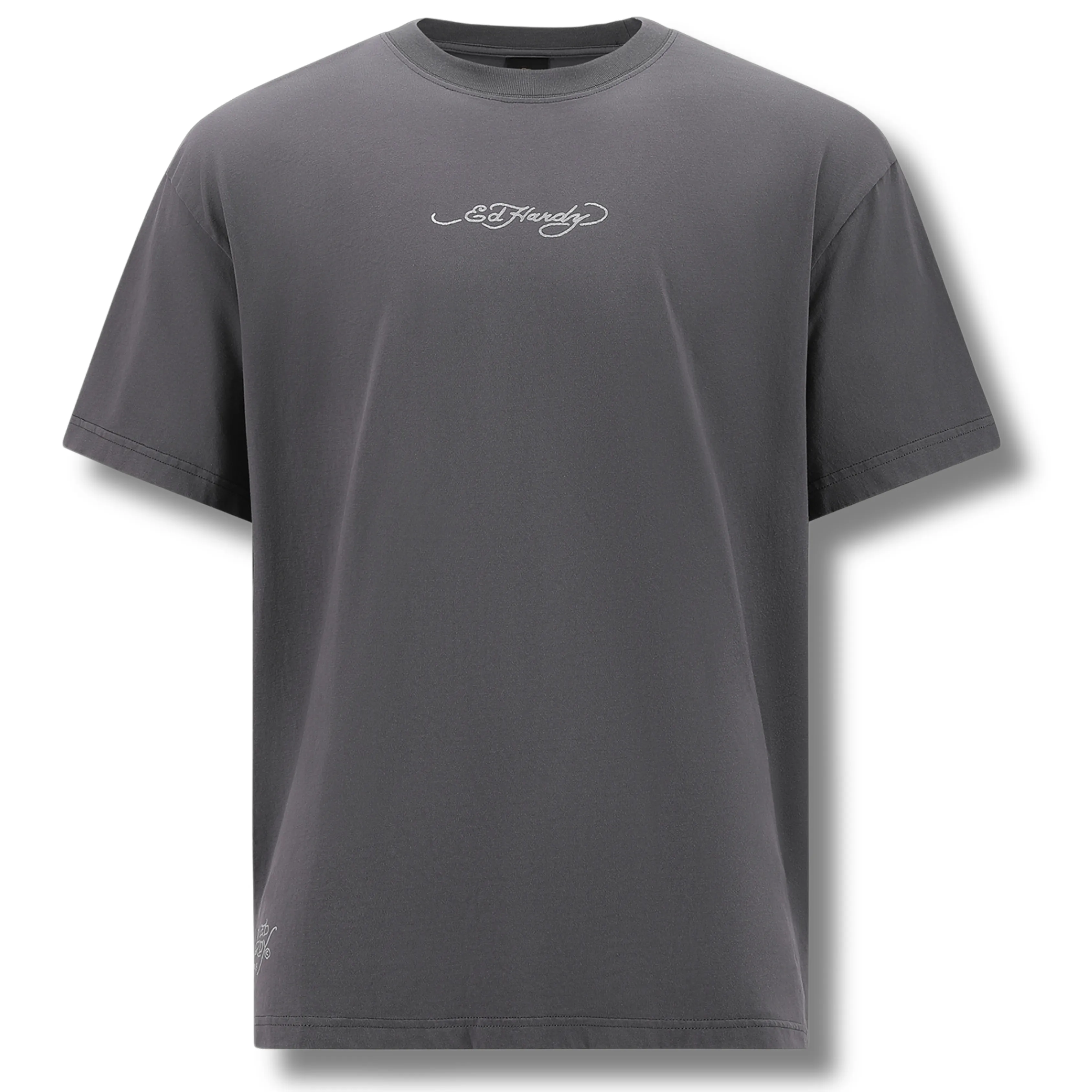 ED HARDY DEATH BEFORE DISHONOR EAGLE RELAXED T-SHIRT -  CHARCOAL