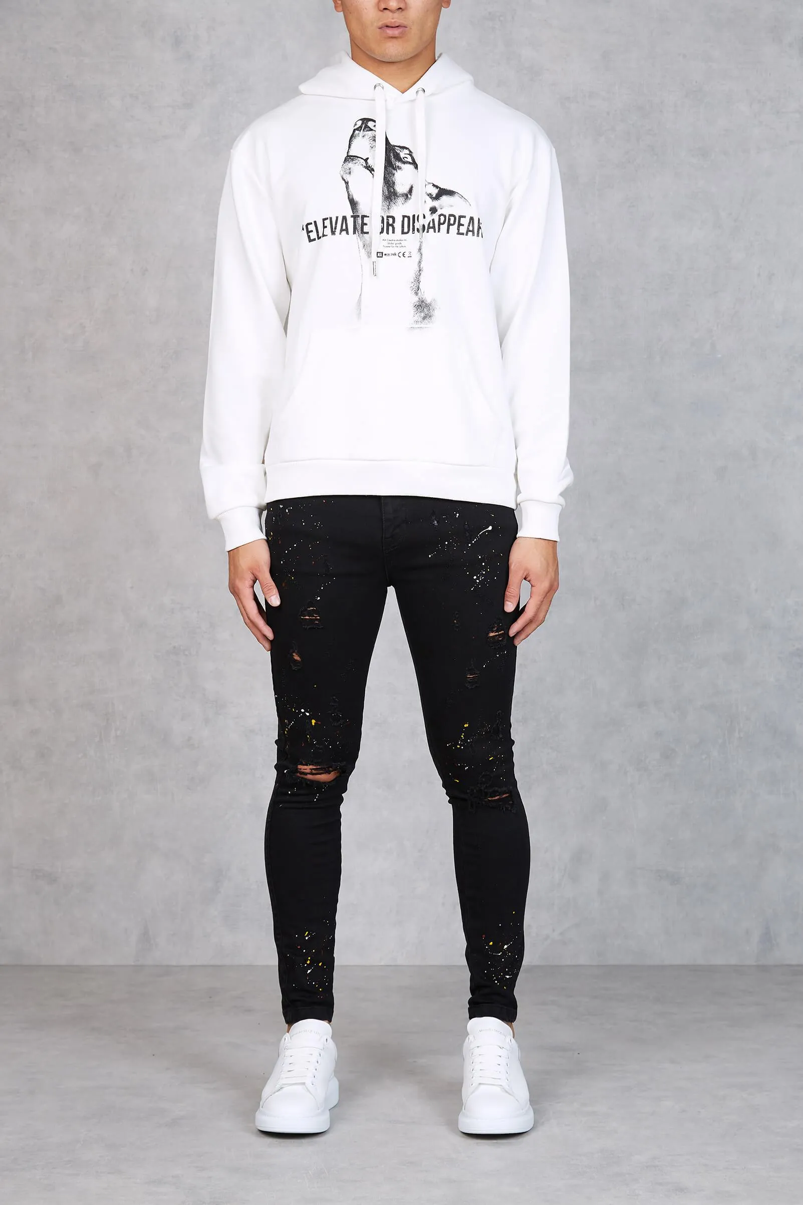 Elevate Print Hoodie - White