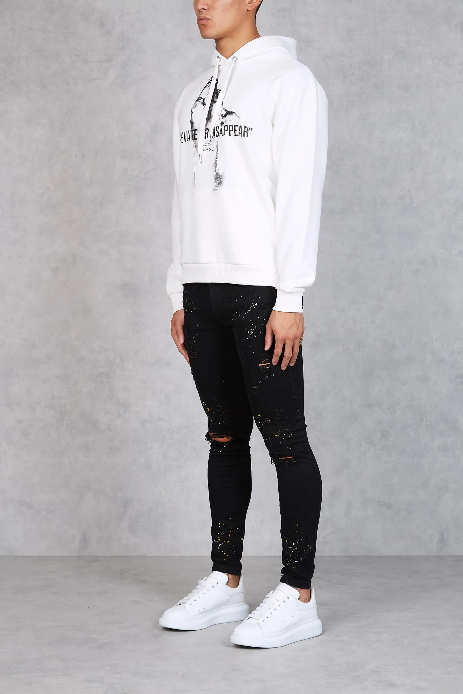 Elevate Print Hoodie - White