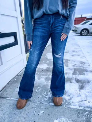 Elyse HW Contrast Distressed Flare