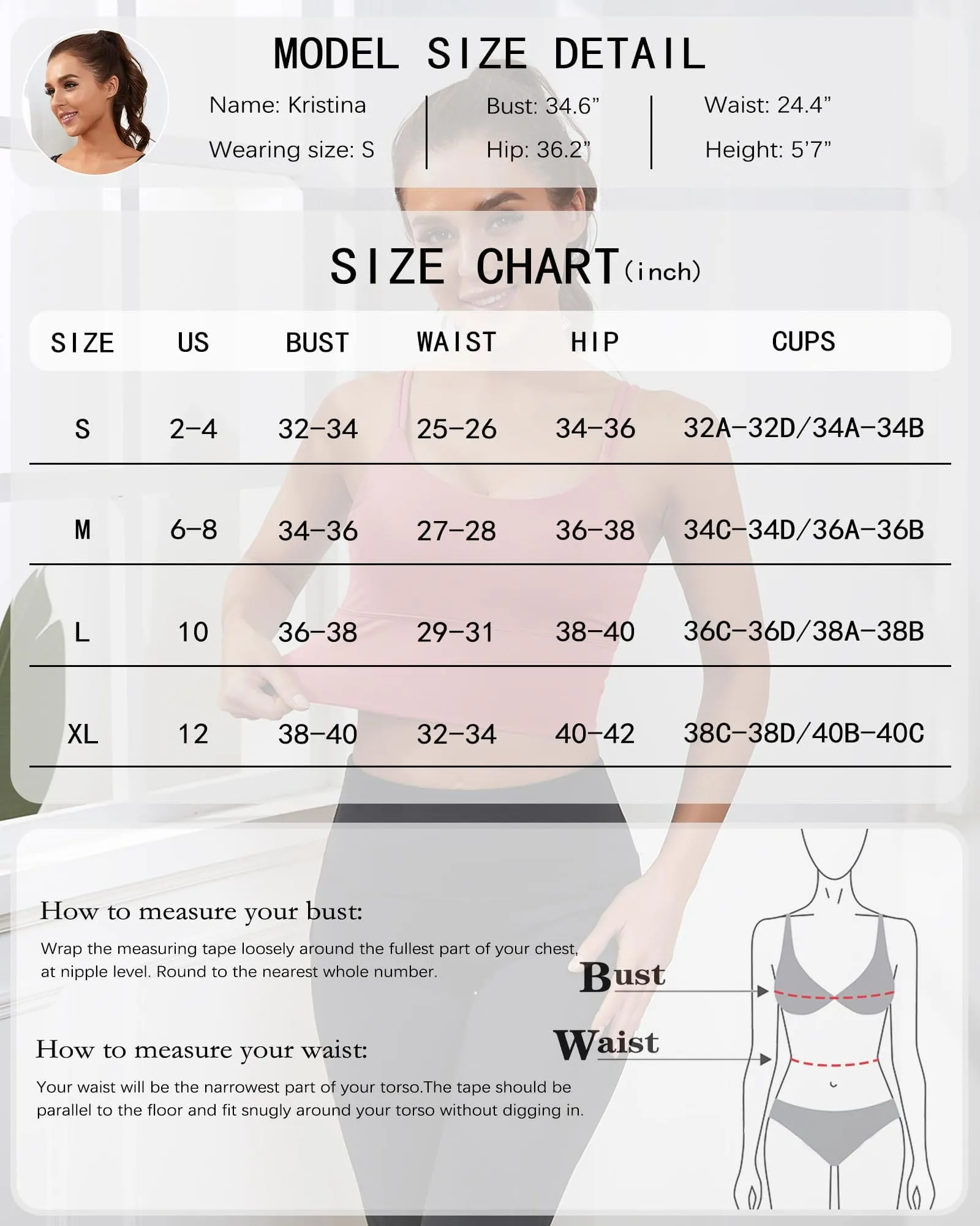 Everrysea Longline Sports Bra for Women Padded Workout Tank Tops Built in Bras Strappy Yoga Corp Top Camisole Pink
