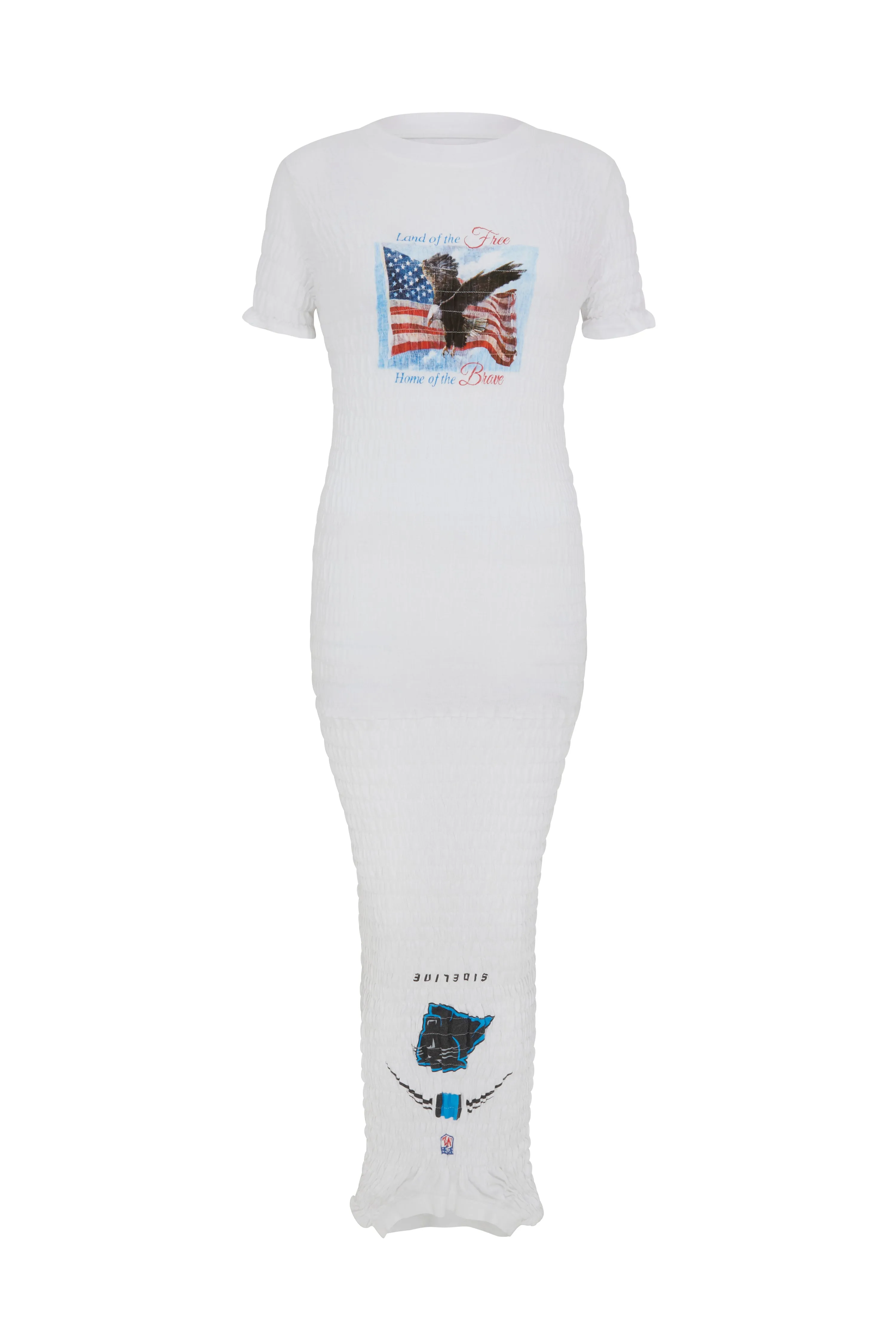 Exclusive-The Reconstituted Shirred T-shirt Dress- White