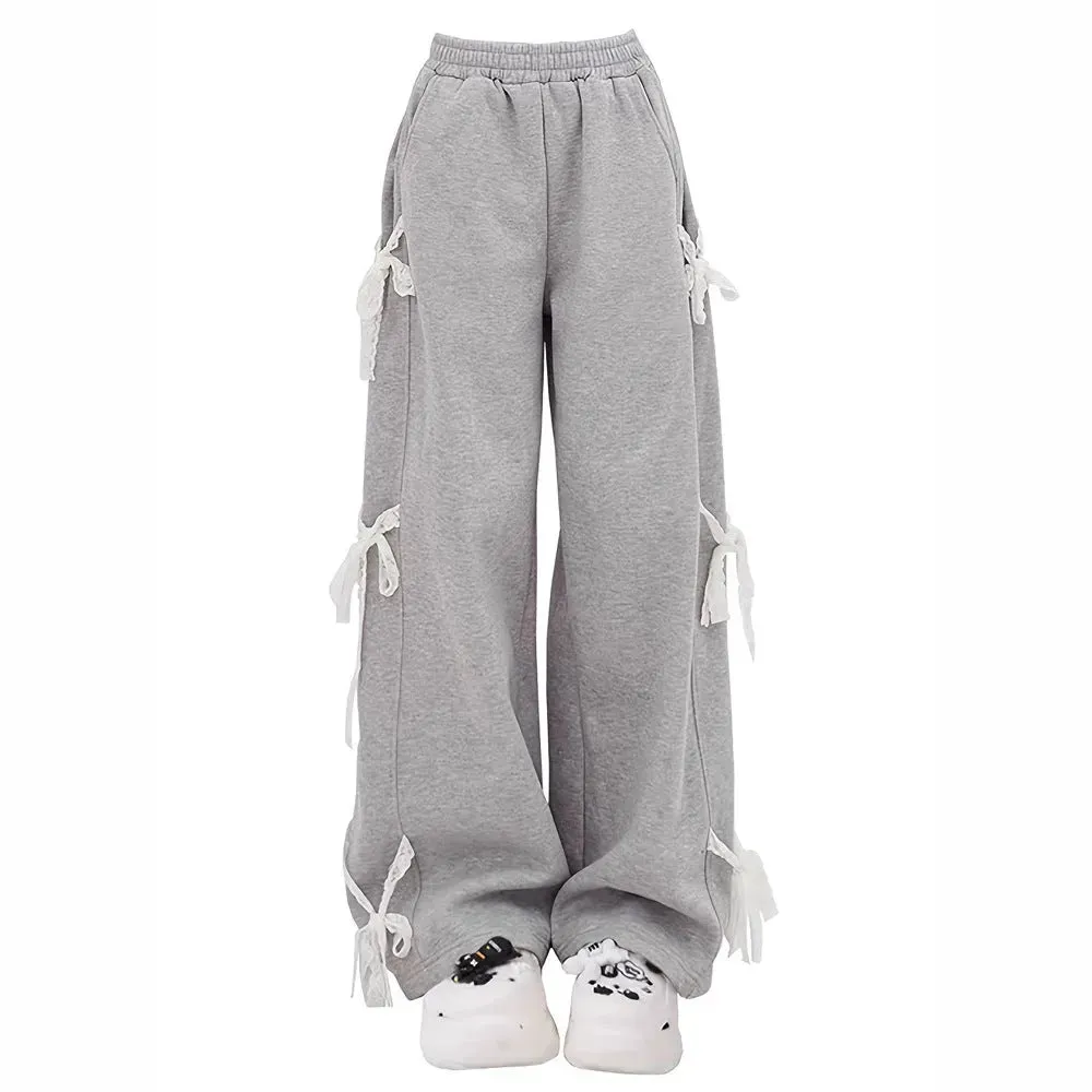 Fashion Bow lace up Oversized Baggy Sweat Pant women