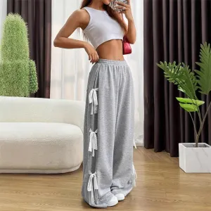 Fashion Bow lace up Oversized Baggy Sweat Pant women
