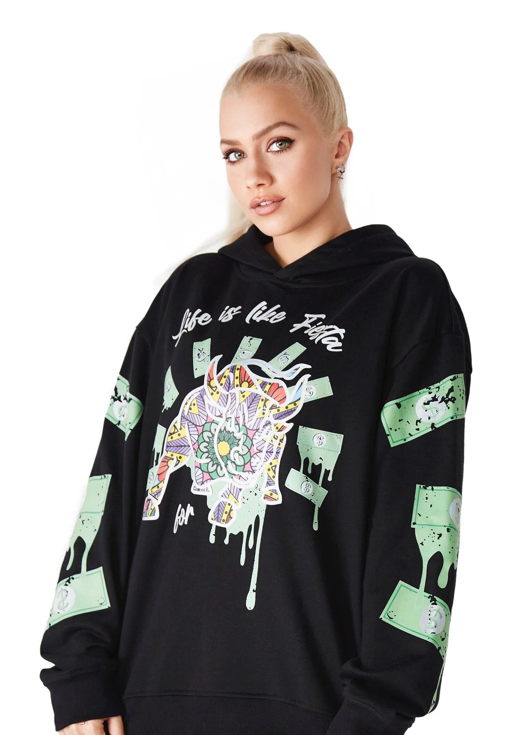 Fiesta Bull Reflective Affirmation Hoodie - Black