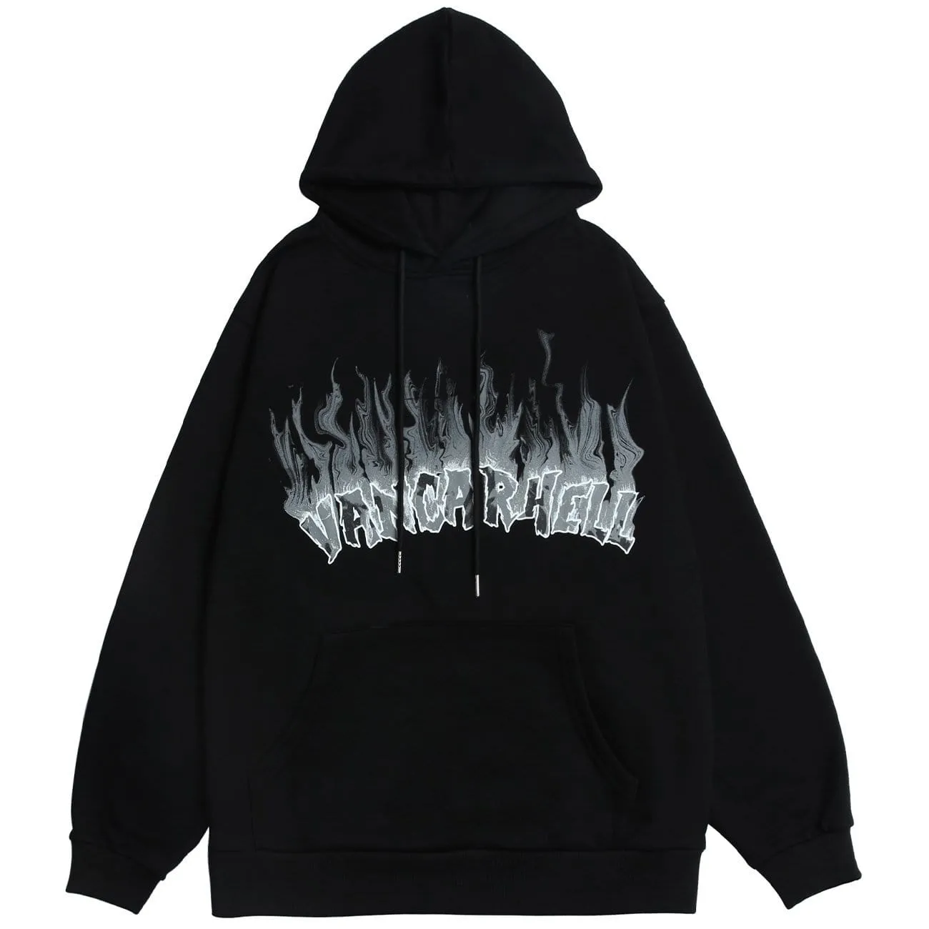 Flame Letters Print Oversized Fleece Hoodie