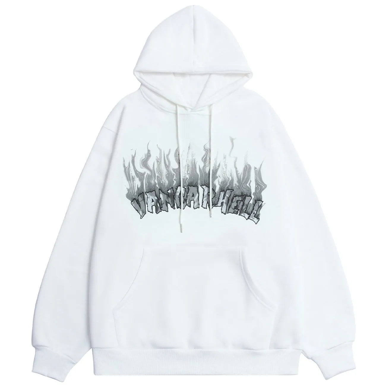 Flame Letters Print Oversized Fleece Hoodie