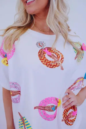 Floaty Moment Sequin Patch Oversized Top - 2 Colors