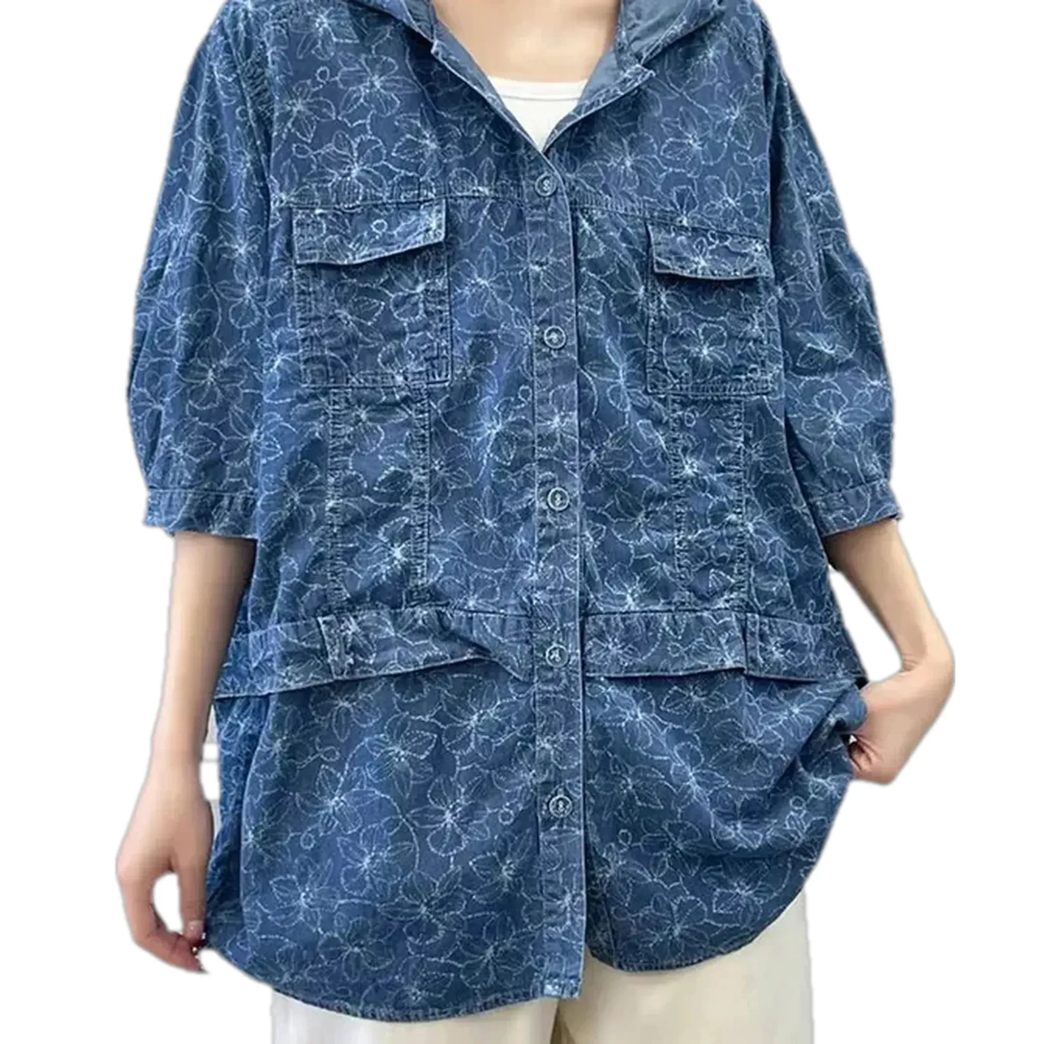 Floral women's jeans jacket