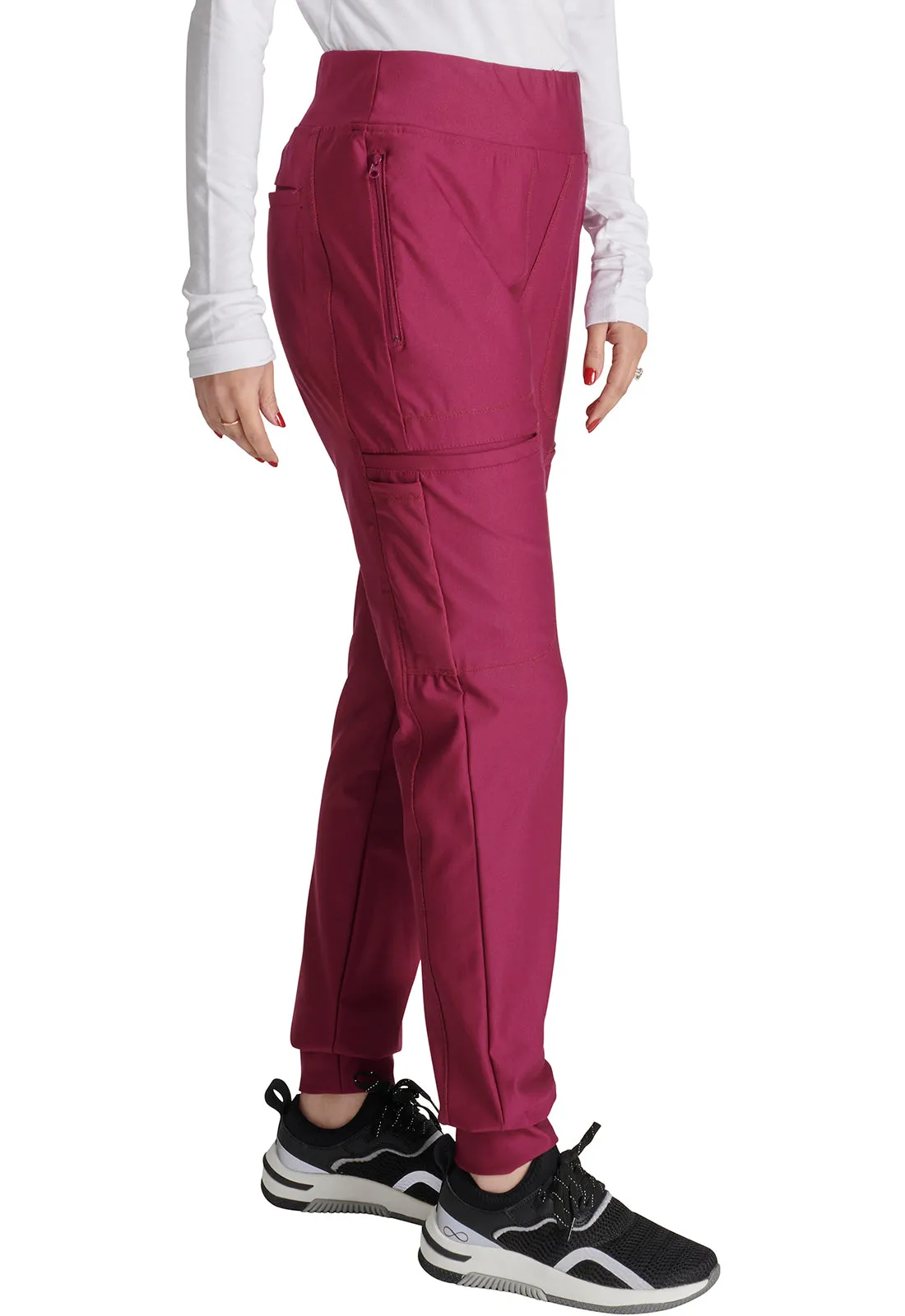 Form CK092 Mid Rise Tapered Leg Drawstring Pants Wine