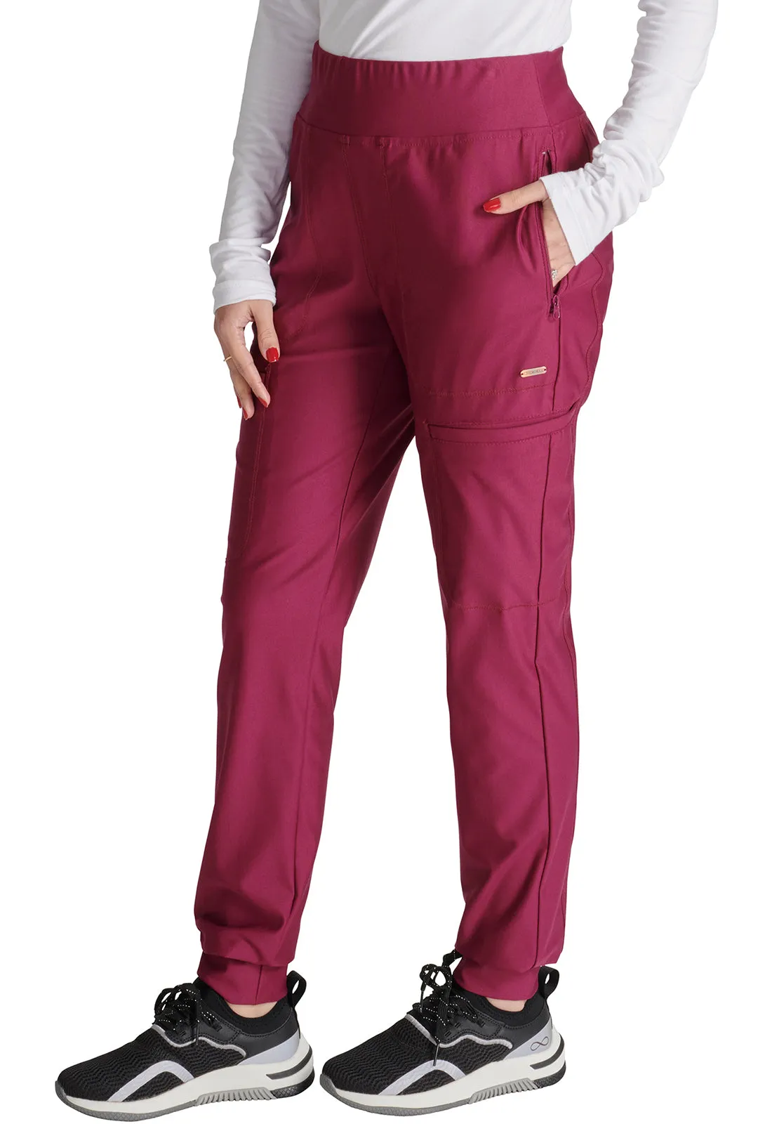 Form CK092 Mid Rise Tapered Leg Drawstring Pants Wine