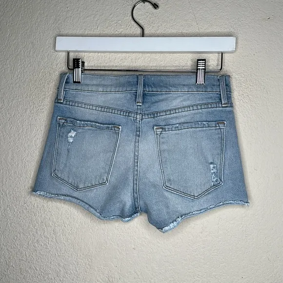 Frame Le Cutoff Distressed Denim Jeans Shorts in &quot;Taffs&quot; SIZE 24
