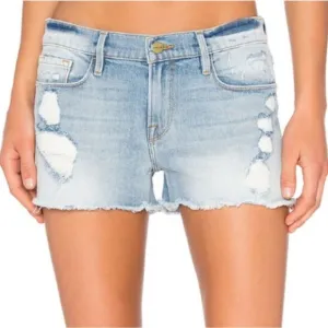 Frame Le Cutoff Distressed Denim Jeans Shorts in &quot;Taffs&quot; SIZE 24