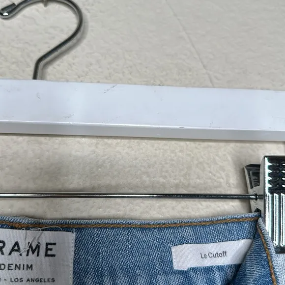 Frame Le Cutoff Distressed Denim Jeans Shorts in &quot;Taffs&quot; SIZE 24