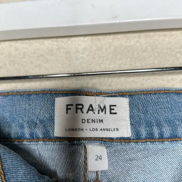 Frame Le Cutoff Distressed Denim Jeans Shorts in &quot;Taffs&quot; SIZE 24