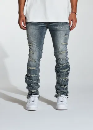 Fray Stacked Flare Denim (Indigo)
