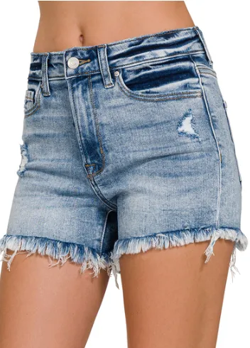 Frayed Ripped Denim Shorts