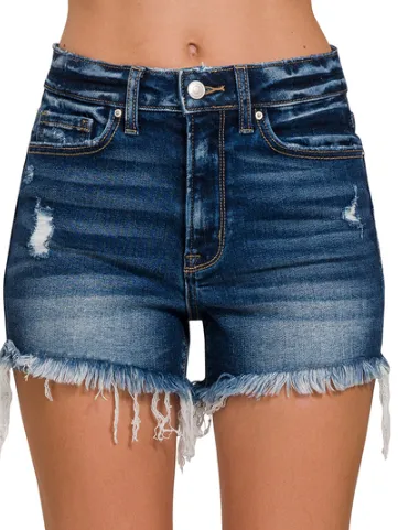 Frayed Ripped Denim Shorts