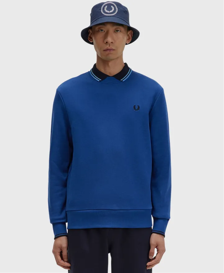 Fred Perry M7535 Crew Neck Sweatshirt Shaded Cobalt