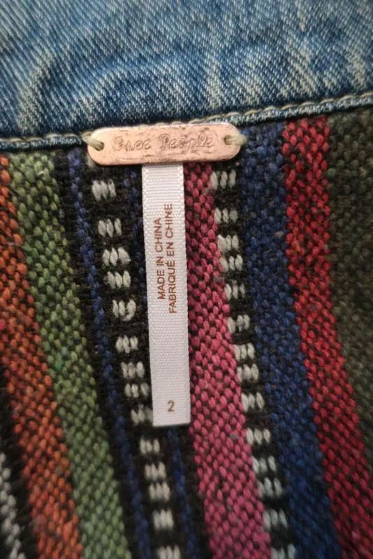 Free People Baja Denim Jacket Size 2 Distressed Jean Jacket