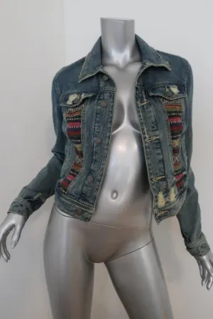 Free People Baja Denim Jacket Size 2 Distressed Jean Jacket
