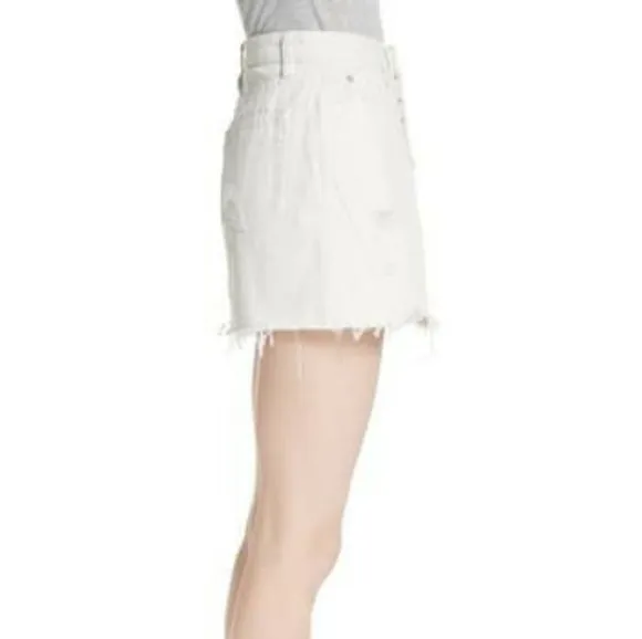 Free People Destroyed Denim Mini Skirt