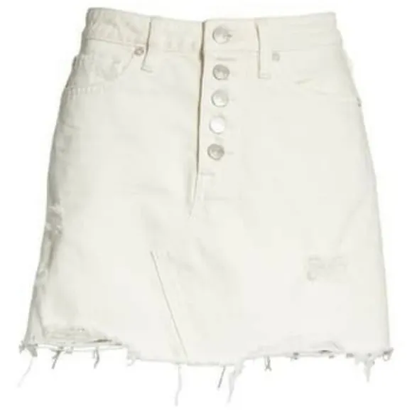 Free People Destroyed Denim Mini Skirt