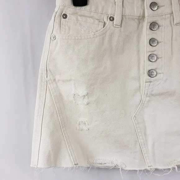 Free People Destroyed Denim Mini Skirt